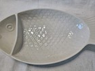 Vintage Hall China 1150 White Divided Fish Dish Server Textured Scales Beach  — photo 4