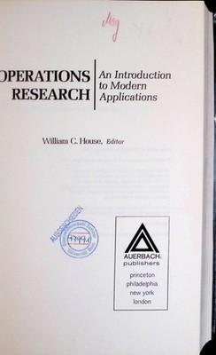Operations Research: An Introduction to Modern Applications House, William C.: