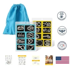 Multicolor Metal Wire Puzzle Collection - 16 Brain Teasers for Kids & Adults