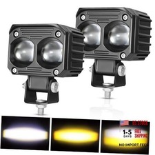LED Motorcycle Driving Fog Lights, 2.5 Inch 2PCS 40W Dual Color LED Pods Spot