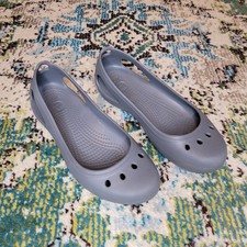 Crocs Mary Jane Kadee Grey Ballet Flats Rubber Slip On, Size Womens 6