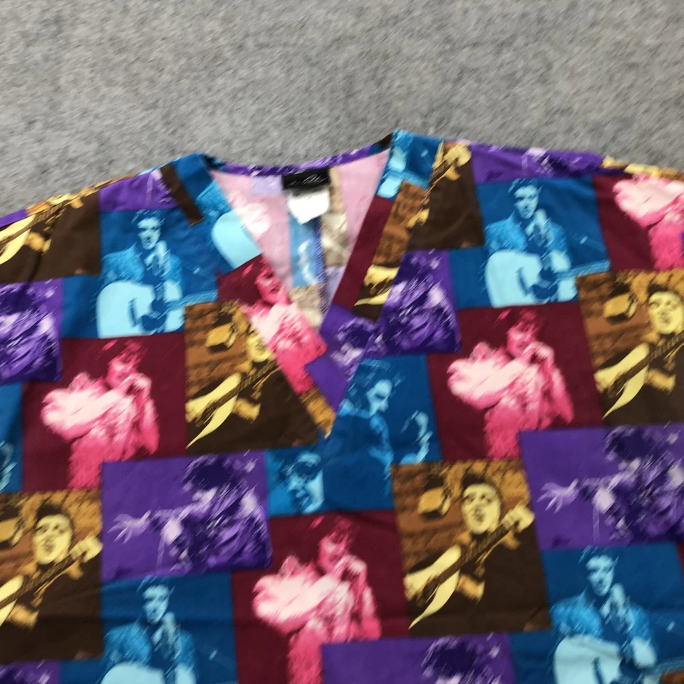 Elvis Presley Scrub Shirt Womens Small Multicolor Cherokee Medical Top Nurse - Image 4 of 4