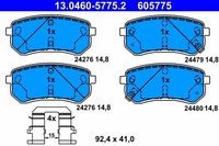 ATE BremsbelÄGe Bremsbelagsatz Hinten Passend FüR Hyundai I10 KIA Picanto 1 2