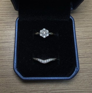 H Samuel 9ct Yellow Gold Diamond Engagement & Wedding Ring Set Size J Hallmarked