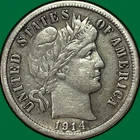 1914-S Barber Dime Silver Extremely Fine XF Coin, Faint Cleaning #33529