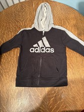 A1 Adidas Logo Sweater Youth Medium Dark Gray Full Zip Hoodie Sweatshirt