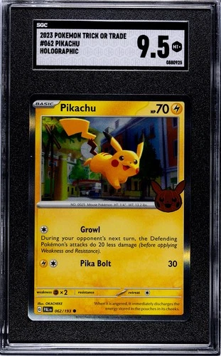 SGC 9.5  2023 POKEMON TRICK OR TRADE #062 PIKACHU HOLO RARE 🔥