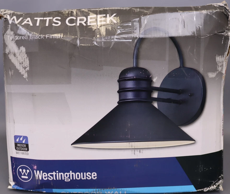 Linterna de pared exterior Westinghouse 6204400 vatios Creek de una luz texturizada negra Foto 2 de 4