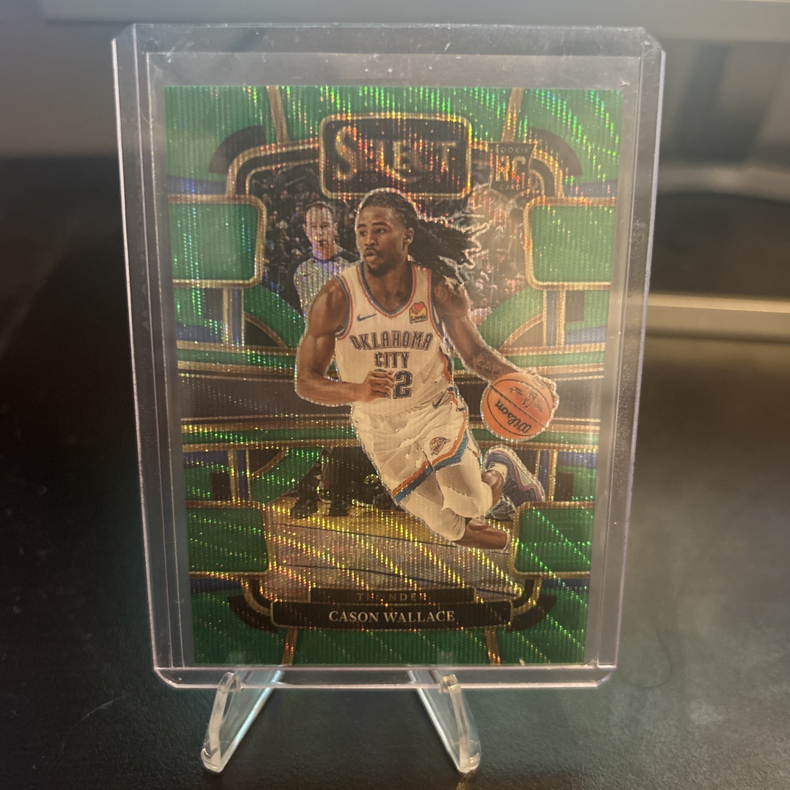 CASON WALLACE 2023-24 PANINI SELECT CONCOURSE ROOKIE GREEN WAVE PRIZM RC /50