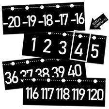 Number Line for Classroom Wall -20 to 120 Black White Number line Bulletin...