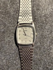 Vintage Timex Men's Watch, Quartz, Date, Siver Tone ,Square Case, Runs