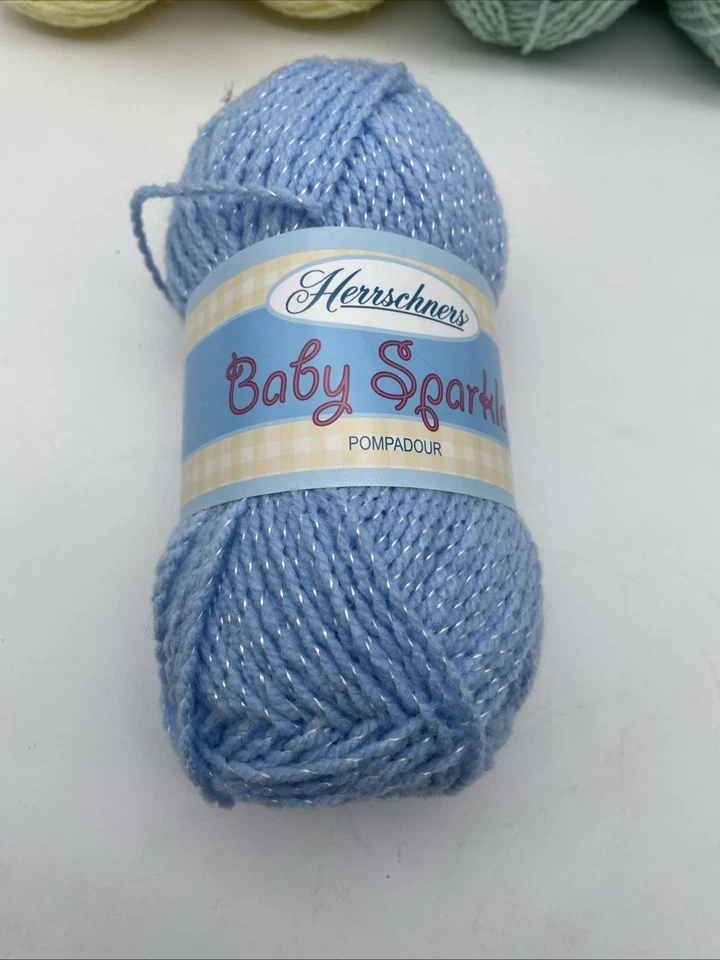 Lote de 8 PAQUETE de hilos brillantes para bebé Herrschners - Rosa, azul, verde, amarillo - NUEVO Foto 3 de 4