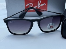 NEW Ray-Ban RB4187 622/T3 CHRIS Matte Black Polarized Grad Grey Sunglasses 54mm