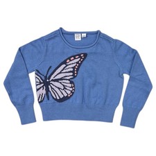 Gap Girl's Relaxed Fit 100 Cotton Long Sleeve Spring Sweater Blue, S