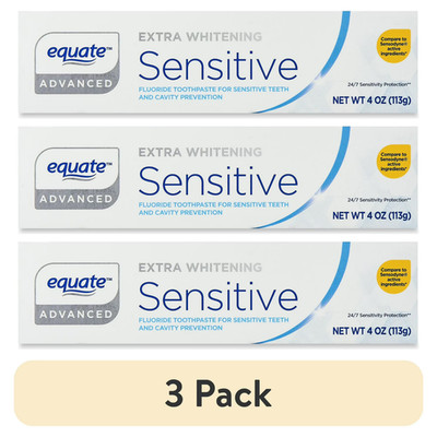 Equate Extra Whitening Sensitive Toothpaste 4oz (3 Pack) Compare Sensodyne