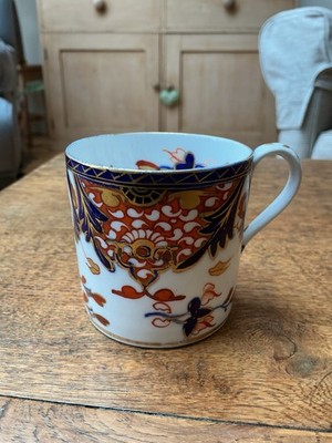 Bloor Derby Kaffeedose Tasse Kings Muster, Imari Farben, Regency Georgian um 1810