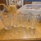Set of 4 Vintage Federal Glass Yorktown Colonial Thumbprint Glasses Tumblers