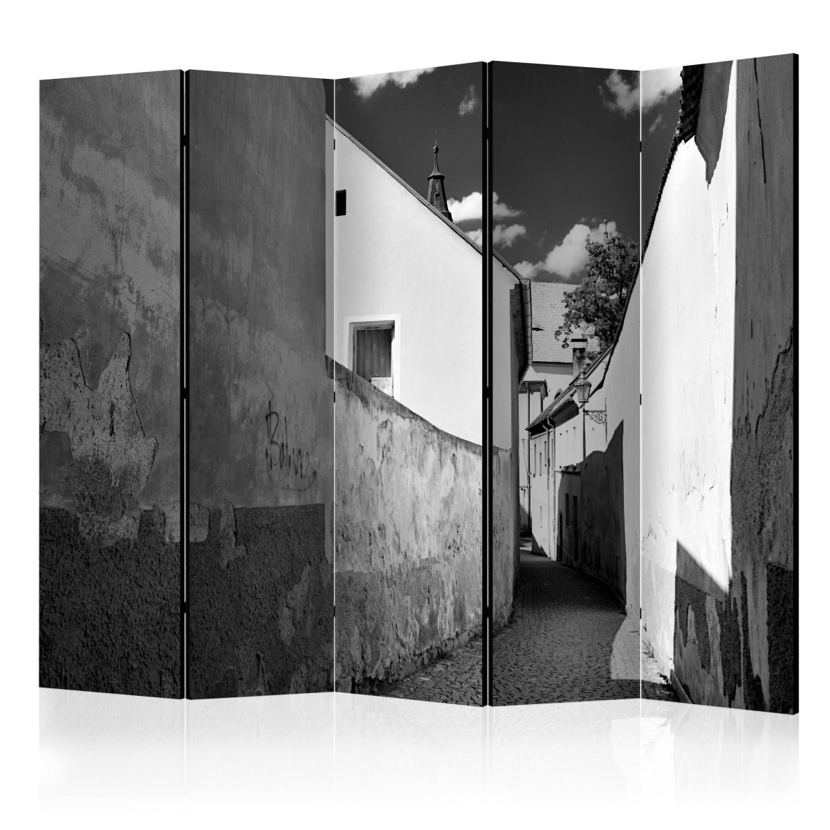 Paravent 5 volets Narrow Street 172x225 cm en bois de pin imprimé toile