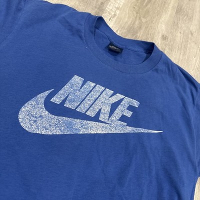 Vintage 80s Nike T-Shirt Blue Tag Blue XL | eBay