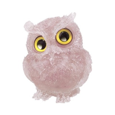 mookaitedecor Rose Quartz Owl Statue Sculpture Stone, Carved Animals Night Ow...