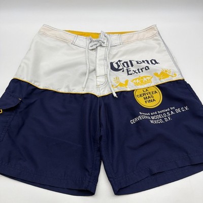 Corona Extra Swim Cargo Short Men XL White & Blue Graphic Print Logo .#46209