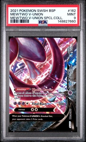 2021 POKEMON SWSH VMAX PREMIUM COLLECTION #162 MEWTWO V-UNION PSA 9