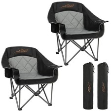2 Pack Oversized Padded Camping Chair Heavy Duty Quad Fold Arm Chair Portable...