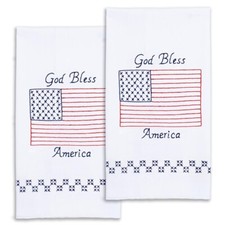 JACK DEMPSEY NEEDLEART Hand Towels Stamped Cross Stitch AMERICAN FLAG