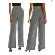 Escada Tarissa Houndstooth Silk Wide Leg Pant size 44 12-14