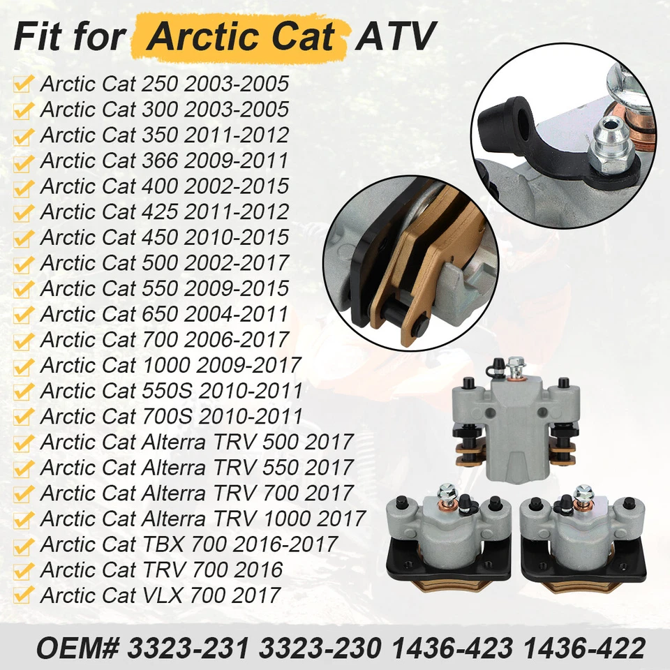 Front & Rear Brake Calipers for Arctic Cat ATV Alterra 400 450 500 4X4 2016-2017 - Image 3 of 4