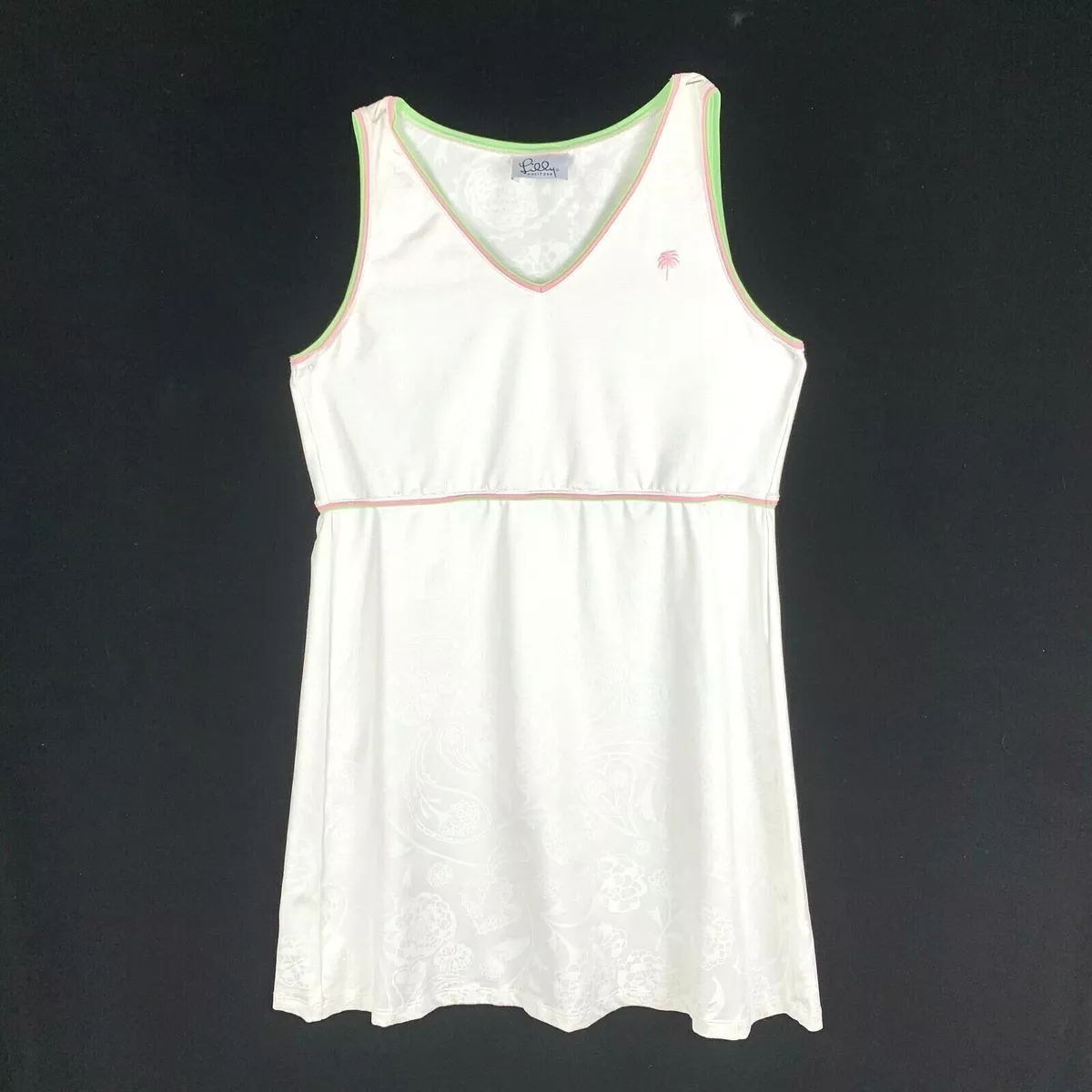 Lilly Pulitzer Tennis Dress M Mini White Jacquard Spandex Pink