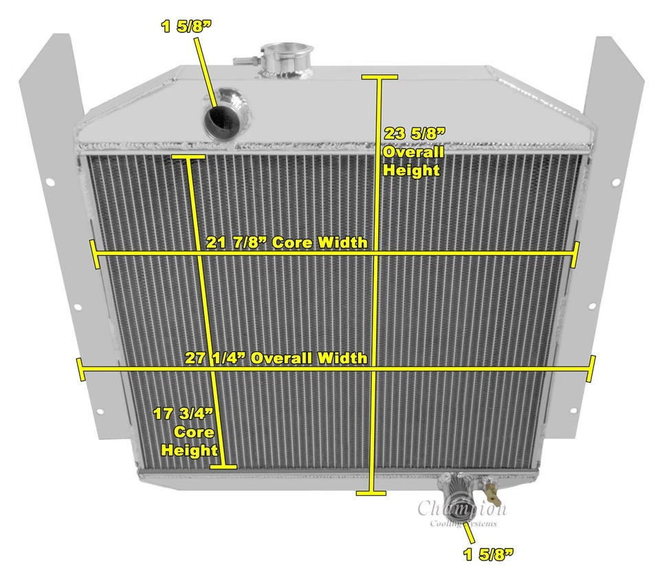 CHAMPION 3 FILAS RADIADOR ALUMINIO 49 50 51 52 CAMIONETA PICKUP STUDEBAKER CC4952 Foto 3 de 3
