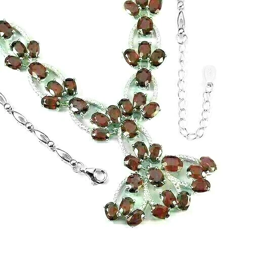Silver Necklace Ruby Genuine Natural Gems Solid Sterling 18 1/2 to 20 1/2 Inch - Image 2 of 4