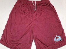0724 Mens COLORADO AVALANCHE Polyester Jersey SHORTS MAROON Pockets