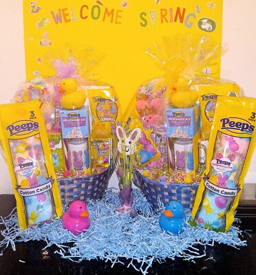 Peeps Themed Easter Basket - Craft Kit, Earrings & Hair Bow, Plush Toy, & Treats