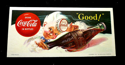 1953 COCA~COLA ink blotter featuring ''SPRITE BOY'' theme.  Haddon Sundblom artist