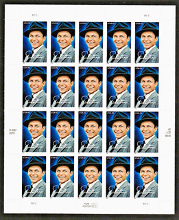 #4265 MHN FRANK SINATRA ACTOR SINGER LEGEND OF HOLLYWOOD SHEET FV $8.40 (2008)
