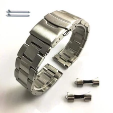 Polished and Brushed Metal Steel Curved End Replacement Watch Band Oyster #7011