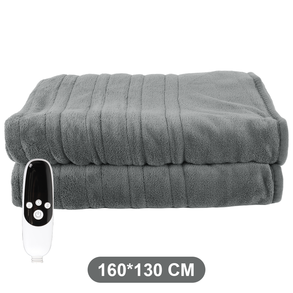 ELECTRIC HEATED THROW SOFT FLEECE GREY OVER BLANKET DIGITAL CONTROLLER