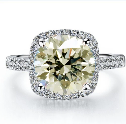 3 Ct Vvs1 White Round Moissanite Diamond Engagement Ring Sterling Silver Size 7