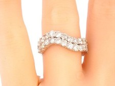 1ct Round Cut Simulated Diamond Dual Wave Design Ring 14k White Gold Plated