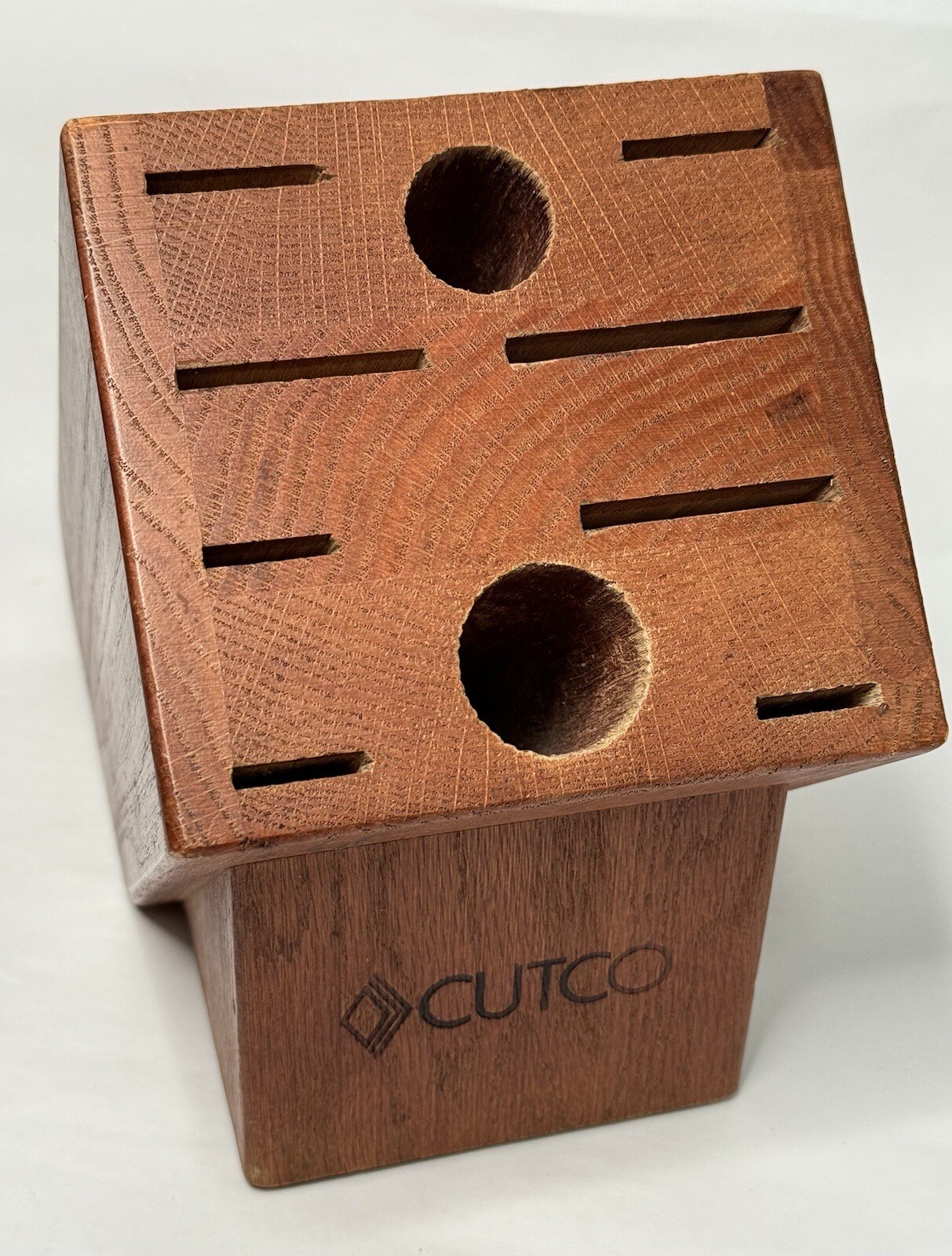 Cutco 10 Slot Knife Block 8 Slots For Knives 2 Holes Oak USA Made Wood