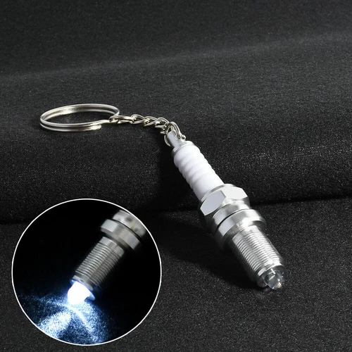 (3x) Zündkerze Schlüsselanhänger LED Licht Schlüsselanhänger Ring Autoteile Schlüsselring Schlüsselanhänger NEU - Bild 13 von 19