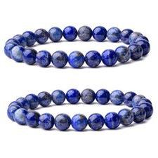 2X Natural 8mm Lapis Lazuli Stone Beaded Bracelet Blue Gemstone Stretch Bracelet