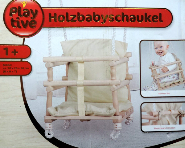 Babyschaukel Holzbabyschaukel Babyschaukel Schaukel Zimmerschaukel Baby Top Neu-image