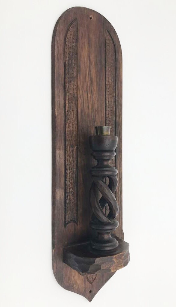 Vintage Hand Crafted Wood Wall Hanging Candle Sconce eBay