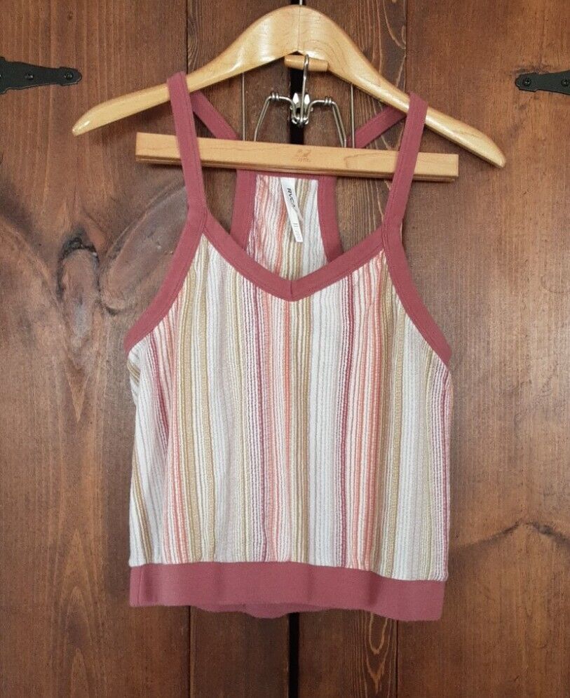 RVCA Striped Racerback Cropped Tank Top Junior Miss Size Small