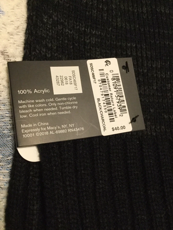 Новый! Alfani мужской пространства окрашенный шарф черный/уголь розничной $40.00 - Изображение 3 из 4