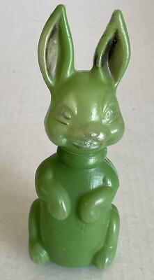 MCM Easter Bunny Green Plastic Blow Mold Candy Container 1960s Holiday