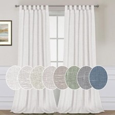 Linen Curtains Natural Linen Blended Tab Top Window,52"x84", 1 Panel, White